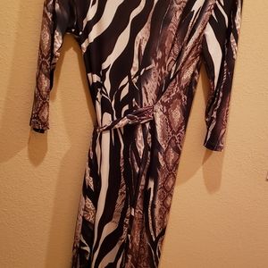 Wraparound Surplice Animal Print Dress